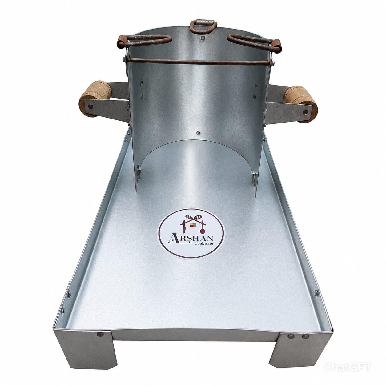 Medium Weight 3 kg Iron Firewood Stove with Premium Wooden Handles | Traditional Wood & Coal Burning Chulha | Portable Cooking Stove for Home, Camping, Picnic & Outdoor Cooking-image-6