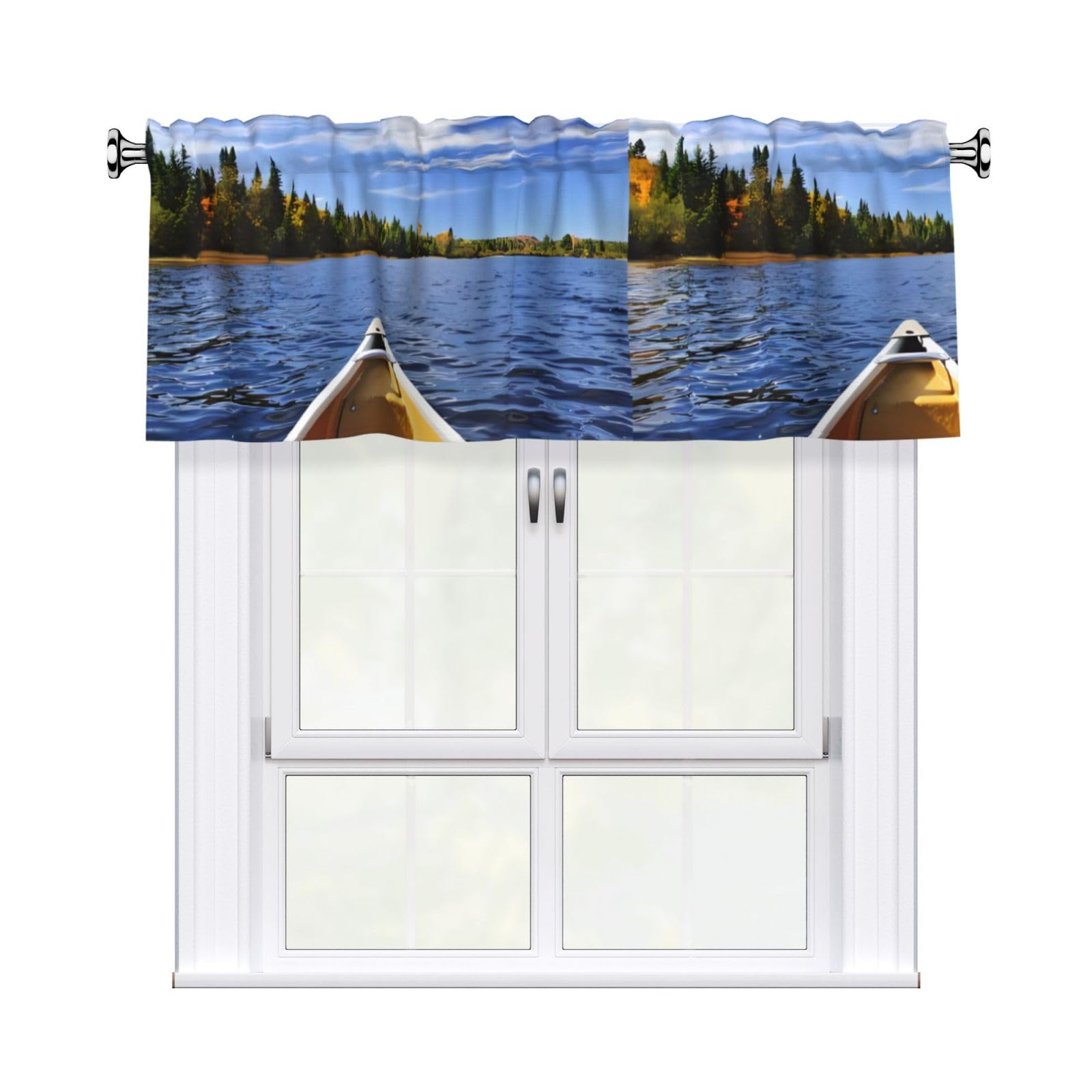 WHJSHOP landscape Prints Curtain Valance 54x18 Inch - Peach Skin Window Layer with Delicate Print, Filtered Light for Kitchen Use