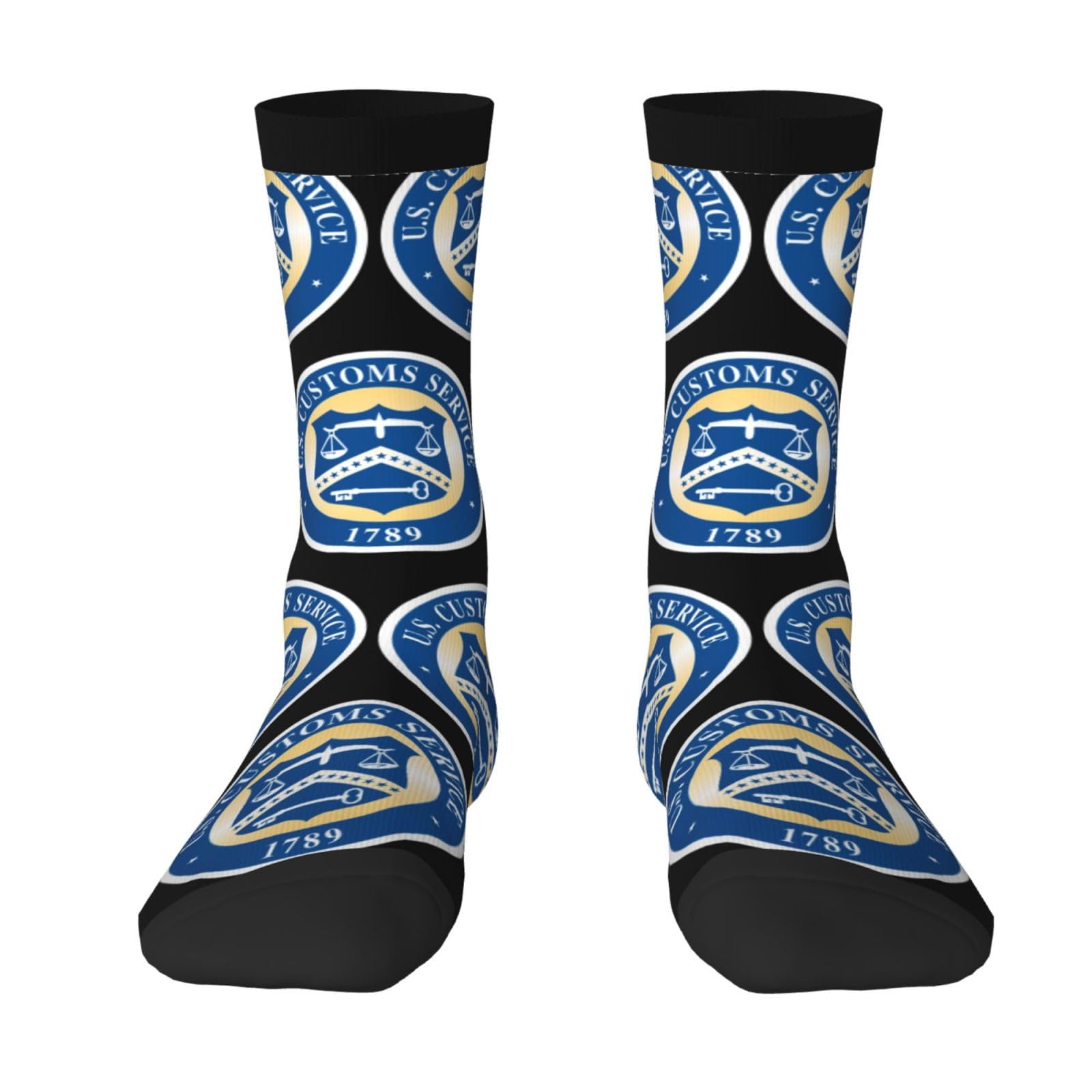 SIYTUAU Seal Of The U.S. Customs Service Socks For Women Men Cushion Athletic Crew Socks Casual Wicking Socks