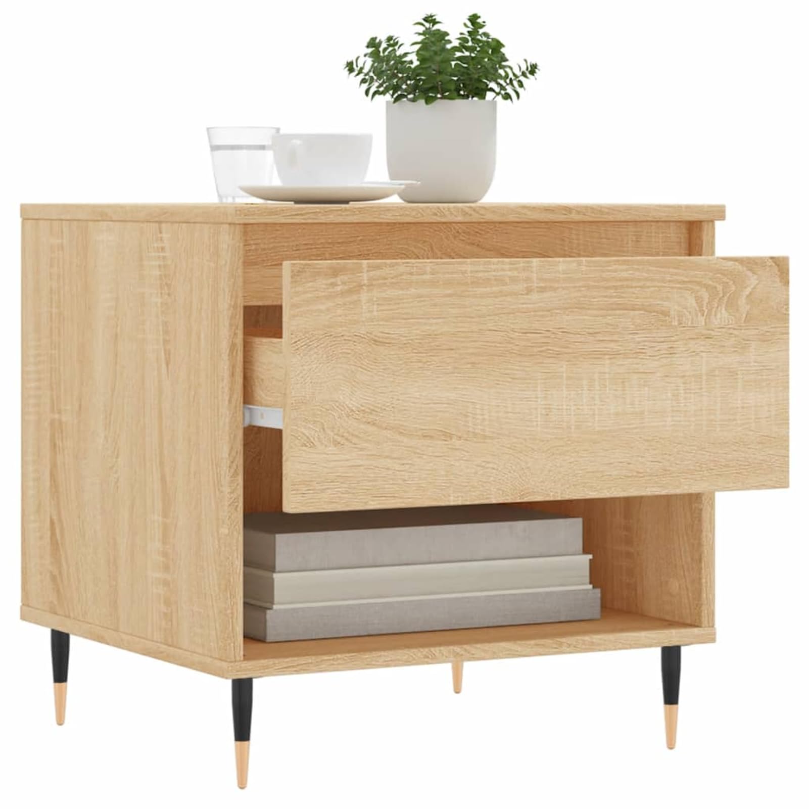 Lot de 2 tables basses avec tiroir de rangement en chêne Sonoma