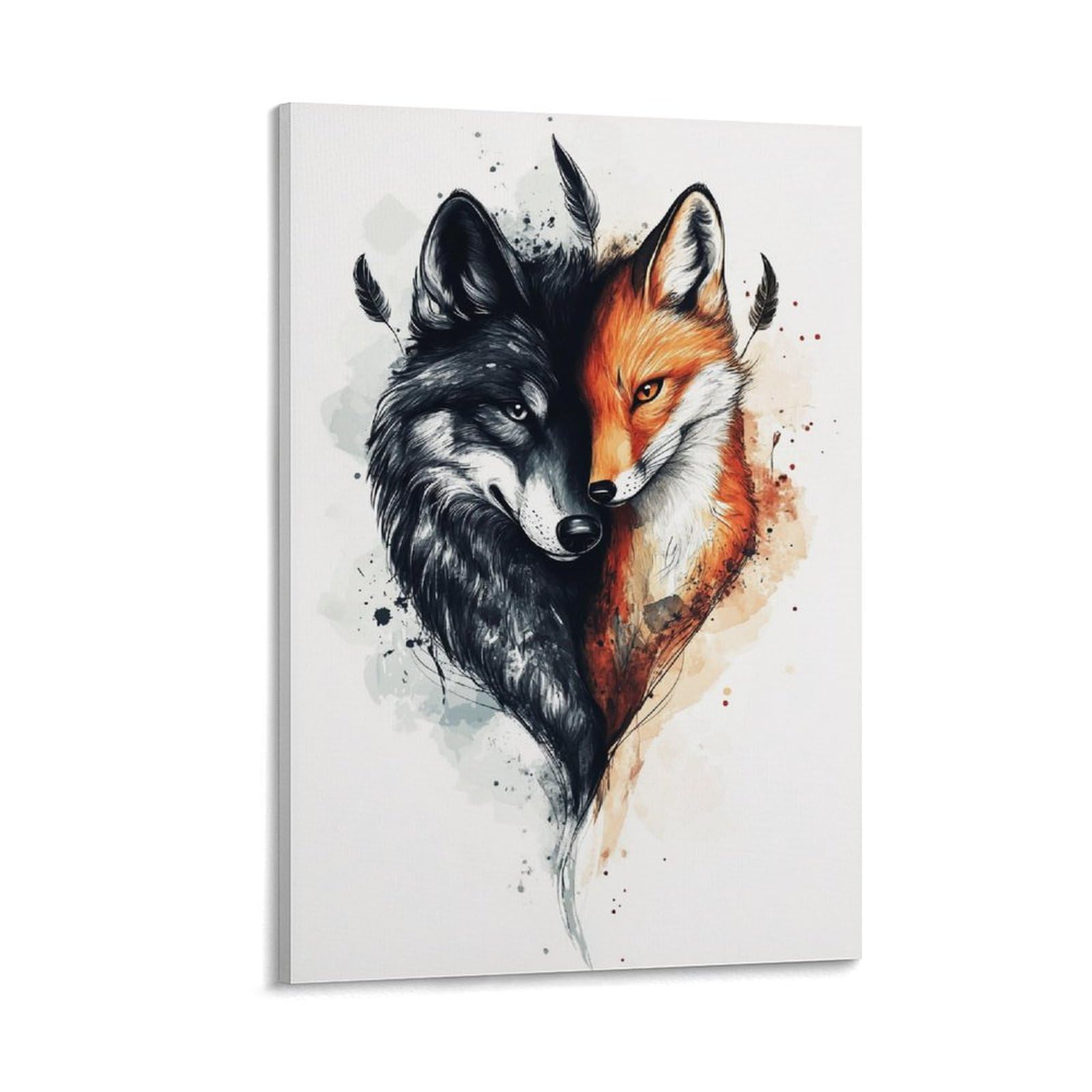 KNZVCXUEH The Wolf And The Fox Canvas Wall Art Poster Modern Gallery for Living Room Decor jungle Animals Art Rectangle 12x18inch(30x45cm)