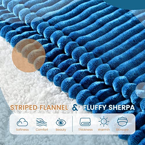 Image of Bearhug Electric Blanket Heated Throw, 50 inchx60 inch Ribbed Flannel & Sherpa Fast Heating Blanket, 6 Heating Levels & 4H Auto Off, Over-Heat Protect, ETL, Machine Washable