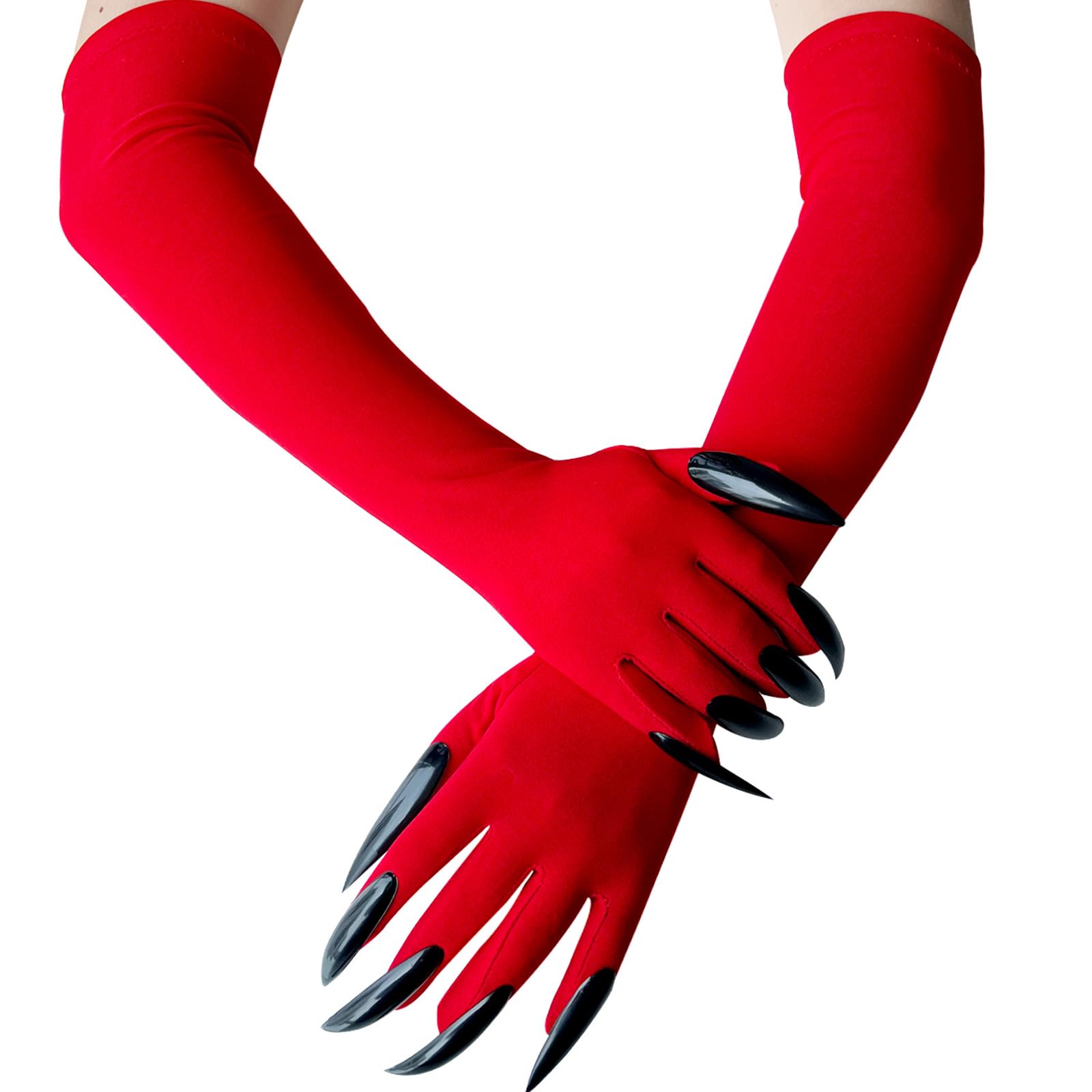 NiceYnn Halloween Paw Gloves, Long Nail Scary Paw Gloves with Elbow Length Fingernails, Devil, Witch, Cat & Wolf Claw Design - Image 2
