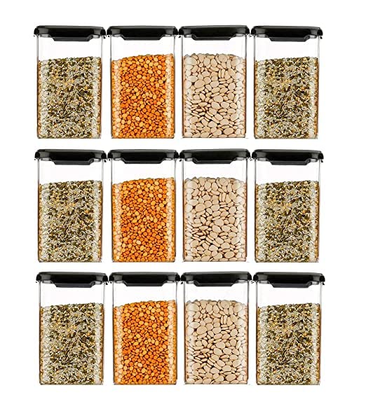 MASTERCOOK 1100 ML Square Plastic Storage Jar and Container Pantry