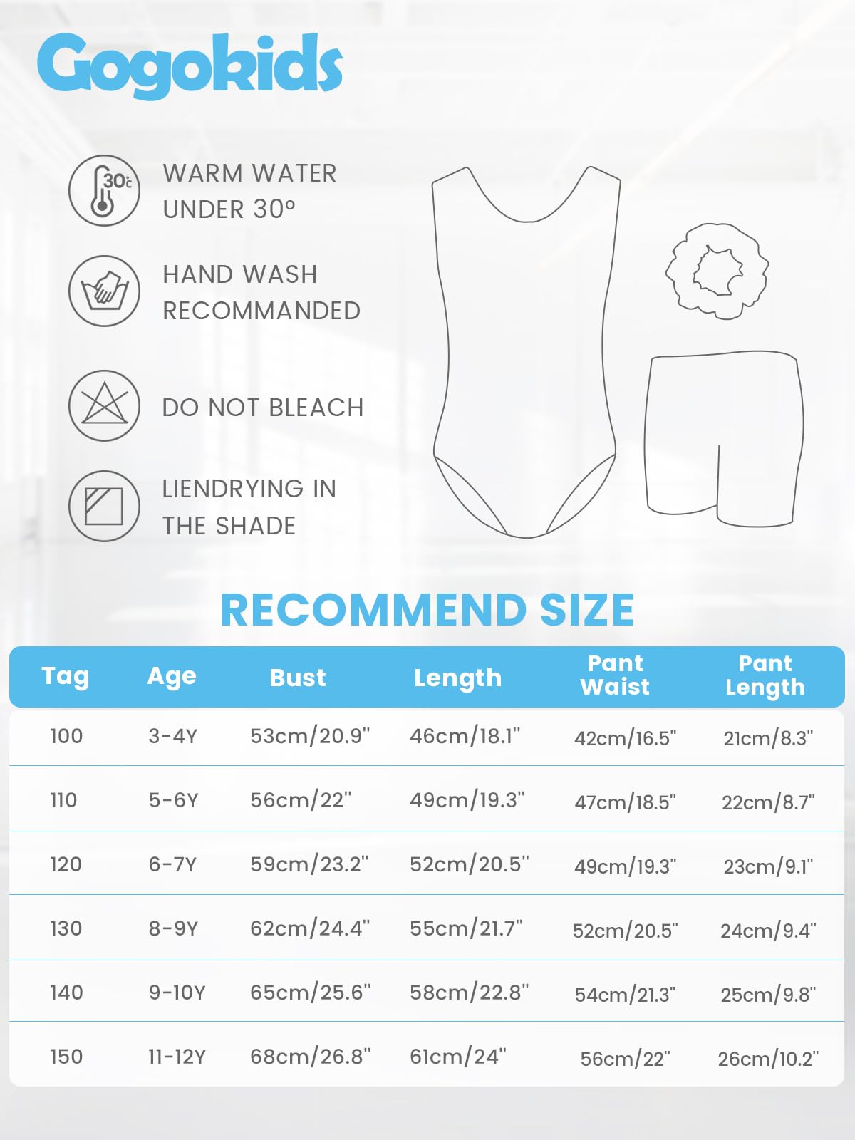 Gogokids, Completo da ginnastica bambina composto da tre pezzi, body senza maniche, pantaloncini e fascia per capelli, tuta danza classica scintillante, con design a colori sfumati, dai 3 ai 12 anni