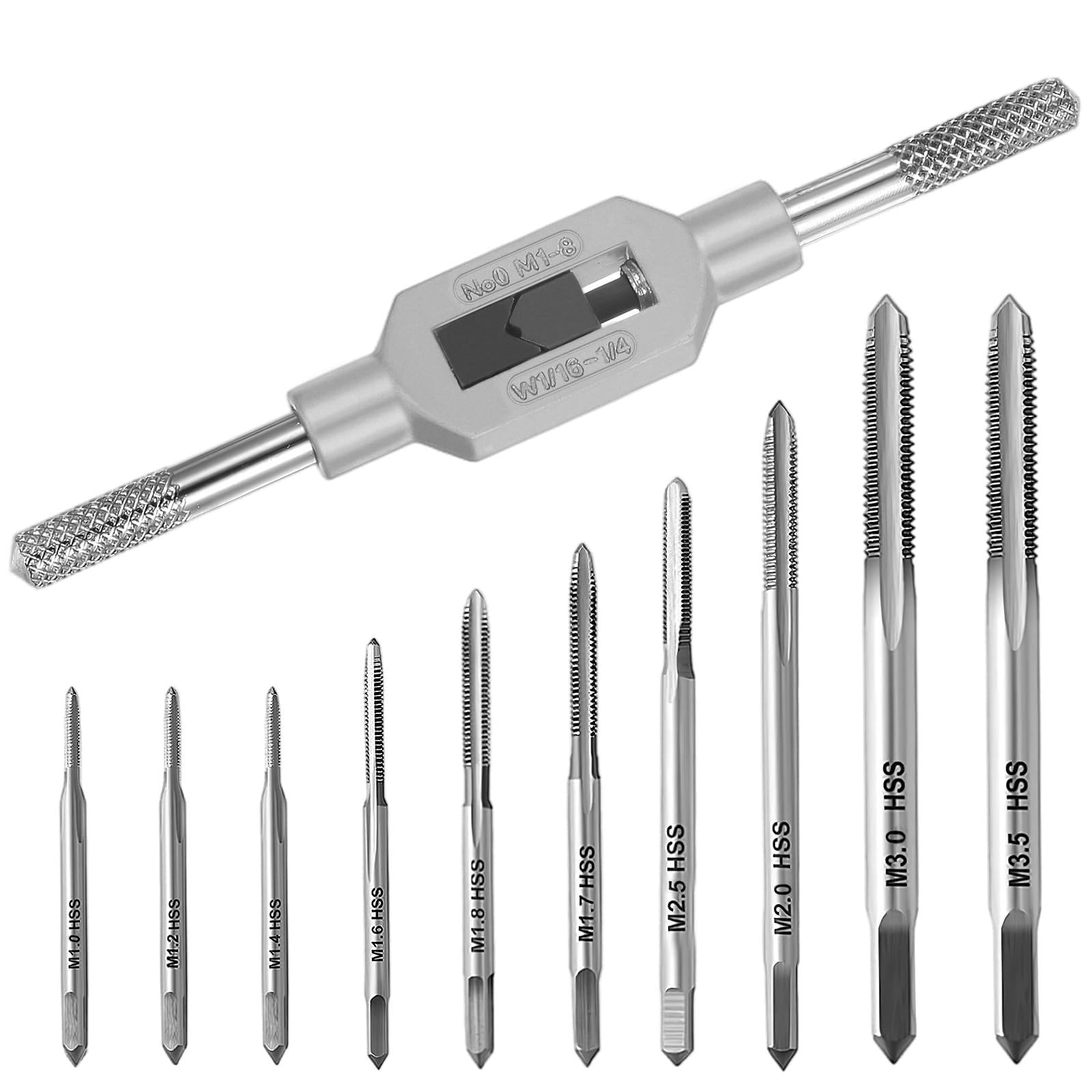 11 Pezzi Mini Maschi per Filettare Metrici Set, M1 - M3.5 Mini Rubinetto a Mano Maschiatura, Micro Maschi per Macchine, Strumento per Filettatura Utensili per Maschiatura a Scanalature Diritte