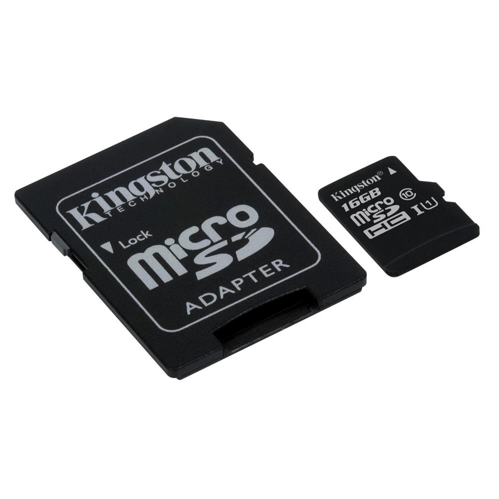 Kingston Digital 16GB microSDHC Class 10 UHS-I 45MB/s Read Card with SD Adapter (SDC10G2/16GB)