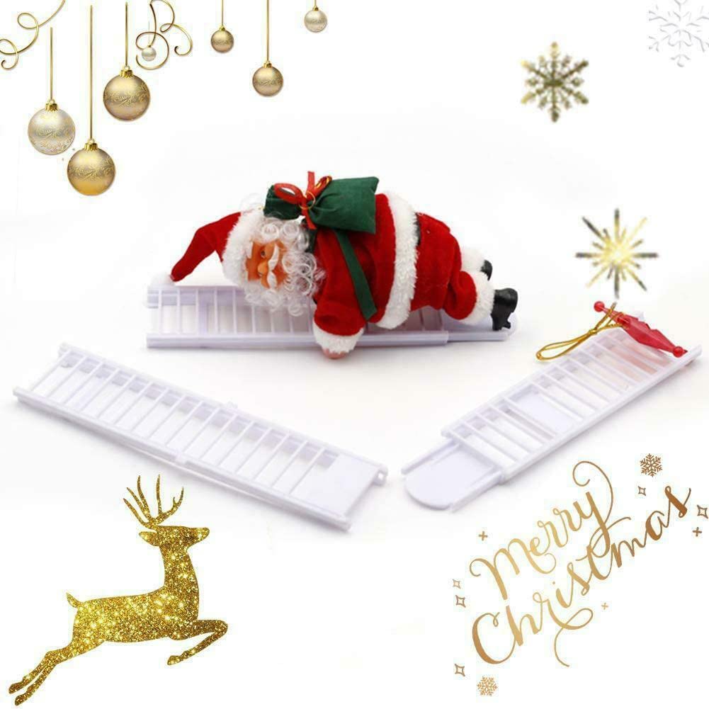 GALER Climbing Santa on a Rope, Electric Santa Climbing Ladder Outdoor Indoor Decoration, Climbing Santa Claus Toys with Music, Musical Climbing Santa Doll Xmas Tree Hanging Decoration Ornament (B)