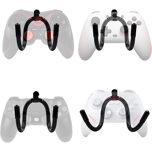 YYST Universal Game Controller Organizer Wall Rack Wall Mount Wall Clip Wall Hanger Compatible With Xbox One PS4 Switch Pro Game controller 4/PK - NO GAME CONTROLLER - No Falling