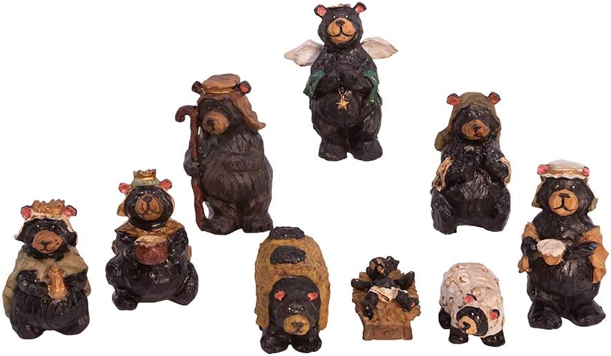 Kurt Adler Resin Nativity Bear, 4-Inch, Set of 9
