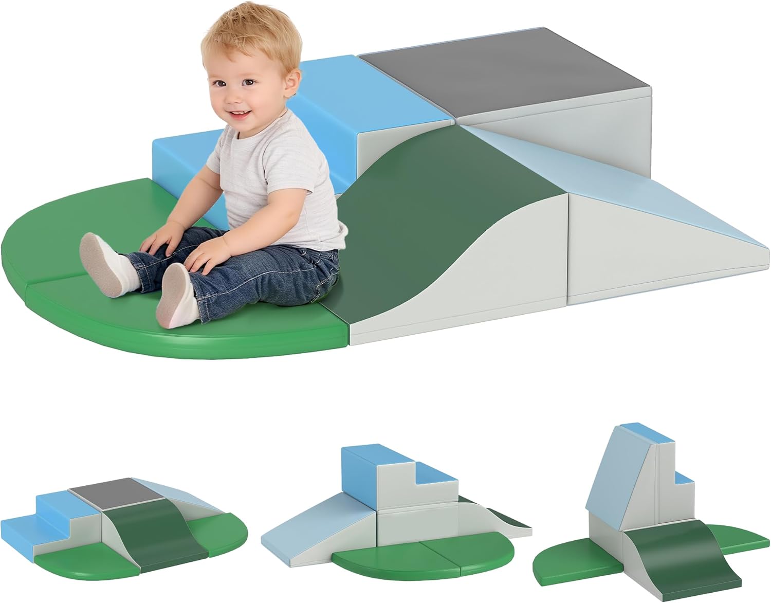 Qaba 6-Pieces Foam Climbing Blocks for Toddlers 1-3 Years, Soft Play Structures for Climb and Crawl, Indoor Kids Baby Activity Play Set, Contemporary