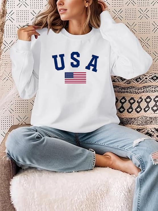 Crewneck Oversized Sweatshirt for Women Preppy Graphic Pullover Casual Loose Long-Sleeve Tops - Image 3