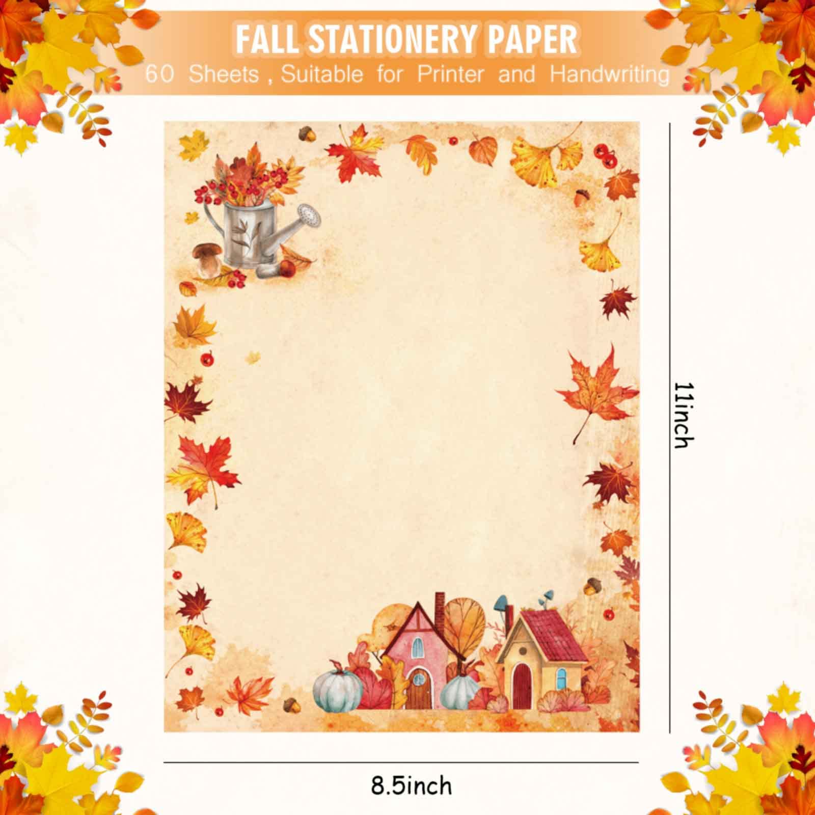 Wall Mount Organizers Fall Leaves Stationery Set - 40 Lined Letterhead ...