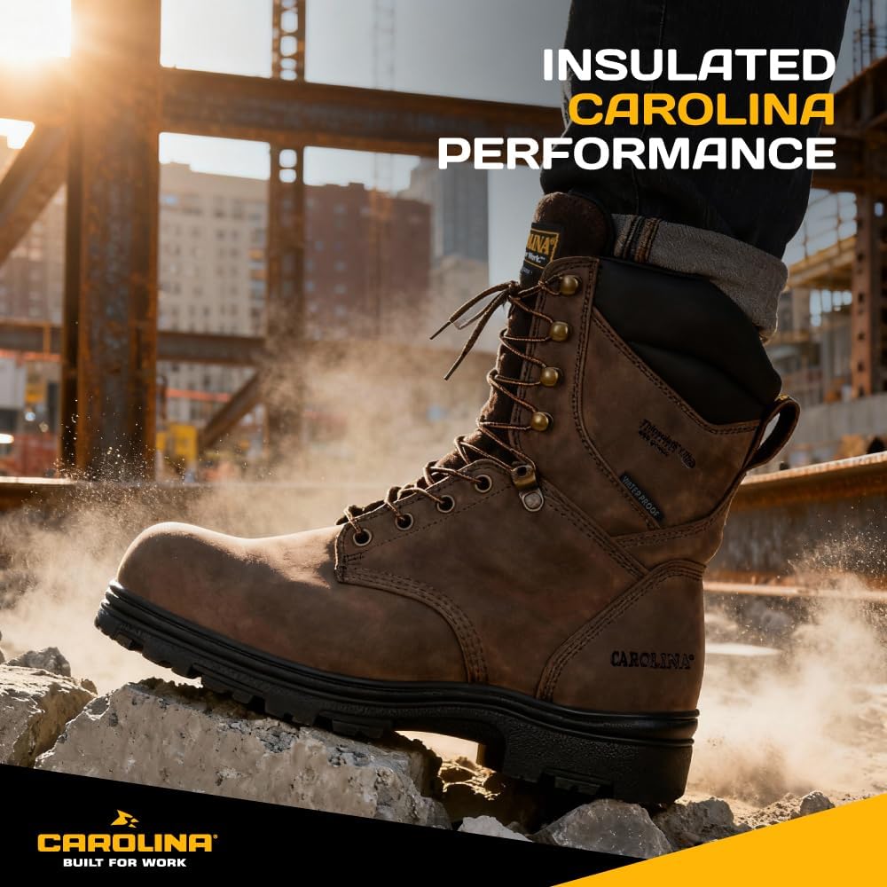 Carolina Boots Surveyor 8" Soft Toe Insulated Waterproof Work Boot for Men, Durable Leather, Slip-Resistant Sole - Image 6