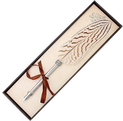 Vista 25 de Gullor Pluma de pluma vintage, pluma de inmersión de plumas naturales con caja de regalo, negro y marrón