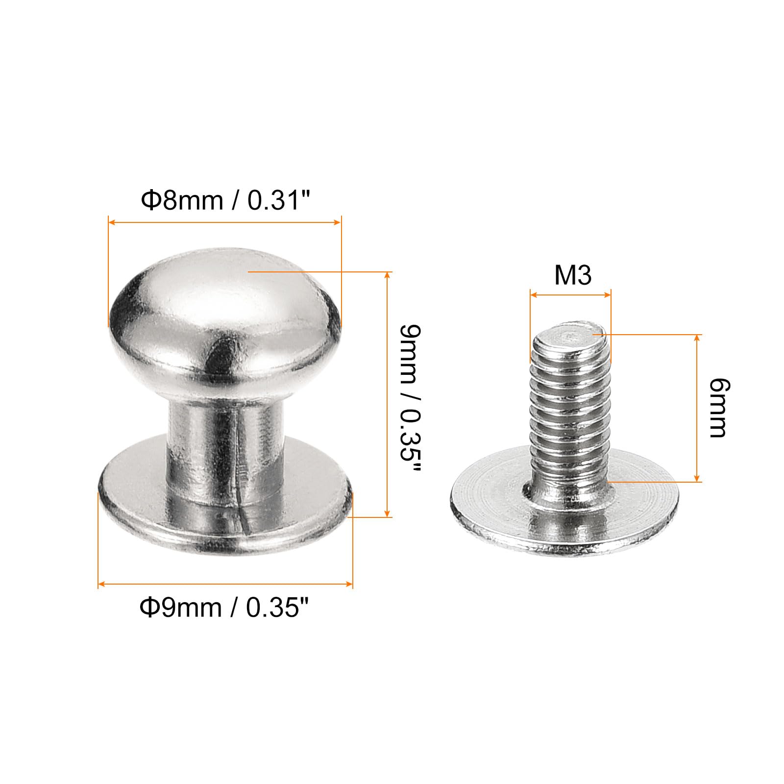 Amazon | 8mm の球のスタッドのリベットはハンドバッグの革紐のための