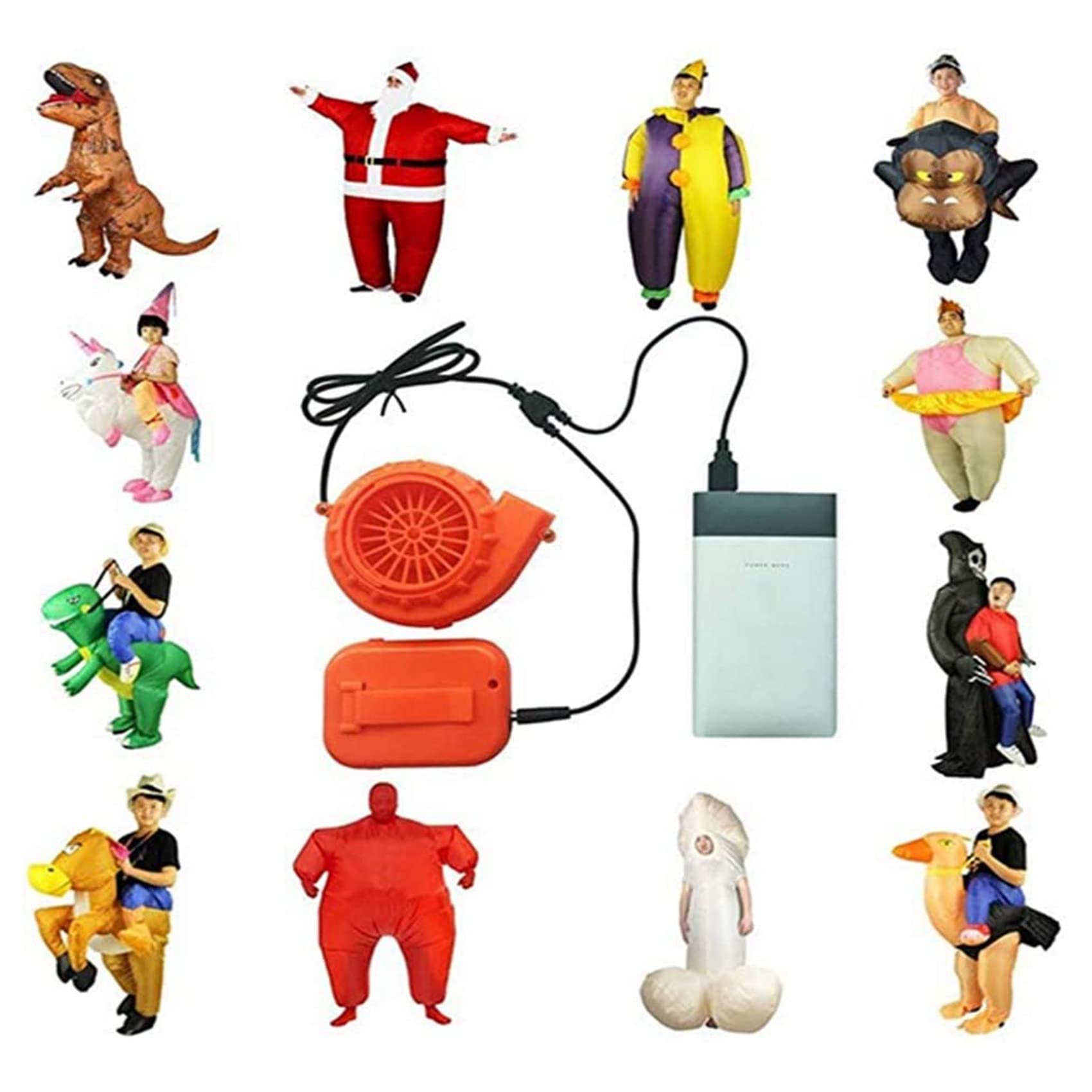 Ventilador Soplador para Disfraz de Dinosaurio o Cabeza de Mascota U de Disfraces Inflables, Naranja