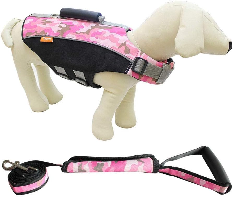 Pet Dog Life Jacket Float Life Jacket Swimsuit with Hands can be Used in Beach Swimming Pool Small and Medium-Sized Dog pet Swimsuit (Color : Pink Size : XL) (Pink L)