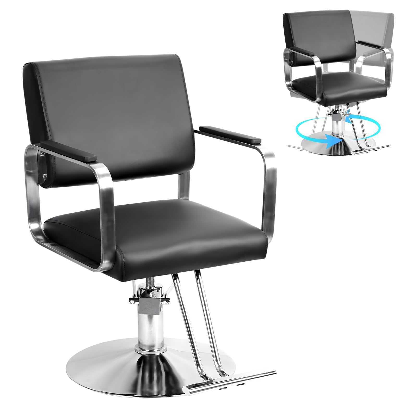 Chaise de Coiffure, Chaise Salon pour Coiffeur, Coiffure Moderne avec Pompe hydraulique Robuste, capacité Poids 330 LB, chaises barbier Spa à Noir