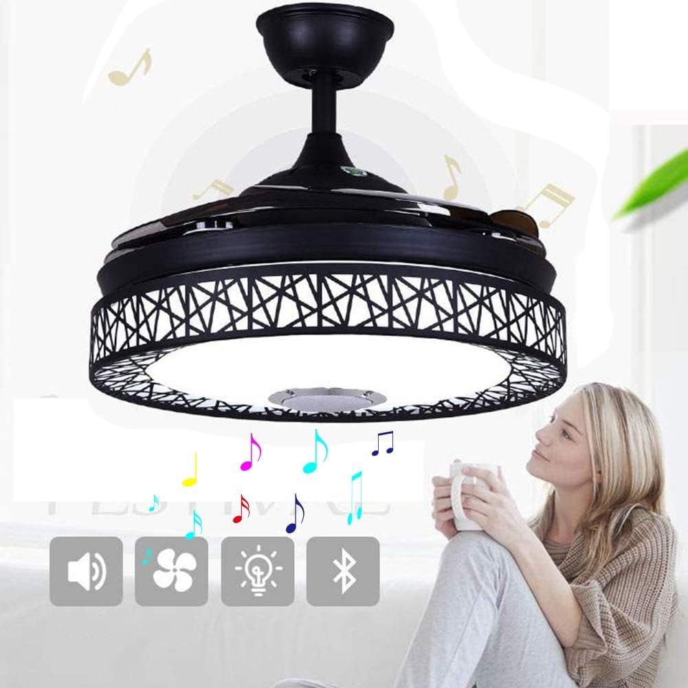 Blасk Frіdау Clеаrаnсе 42 inch Ceiling Fan Light with Bluetooth Speaker and Remote Control, Modern 3-color Dimming Chandelier Mute Ceiling Fans with Lights for Bedroom Dining/Living Room (42inch-Black)