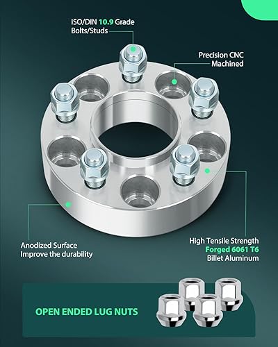 Miniatura 3 de SCITOO 2 espaciadores de rueda de 5 x 115 pulgadas de diámetro de 1.5 pulgadas, pernos de 14 x 1.5 pulgadas, espaciadores de rueda de 5 lengüetas