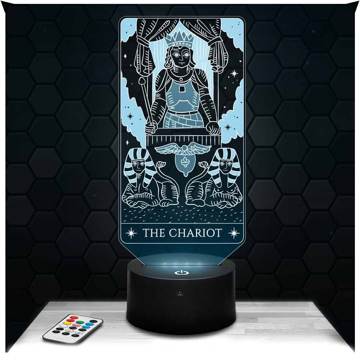 Lampephoto.fr - Chariot Tarot Arcane, Gift Idea for Decoration, Cartomancy Oracle. Lamp for Office or Living Room Decoration Chariot Arcane Tarot, Soft Light. Christmas, Gift Idea, Merchandising