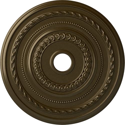 Miniatura 47 de Ekena Millwork CM25COUWF Cole Medallón de techo, 65.8525cmOD x 9.575cmID x 1 3/8"P, pintado a mano blanco ultra puro