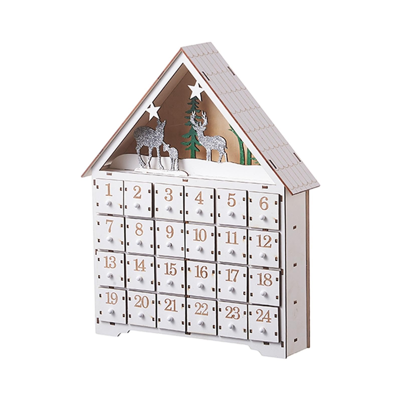 Calendario de Adviento de Navidad con cajones de 24 días, artesanía para fiesta de Navidad, tamaño S