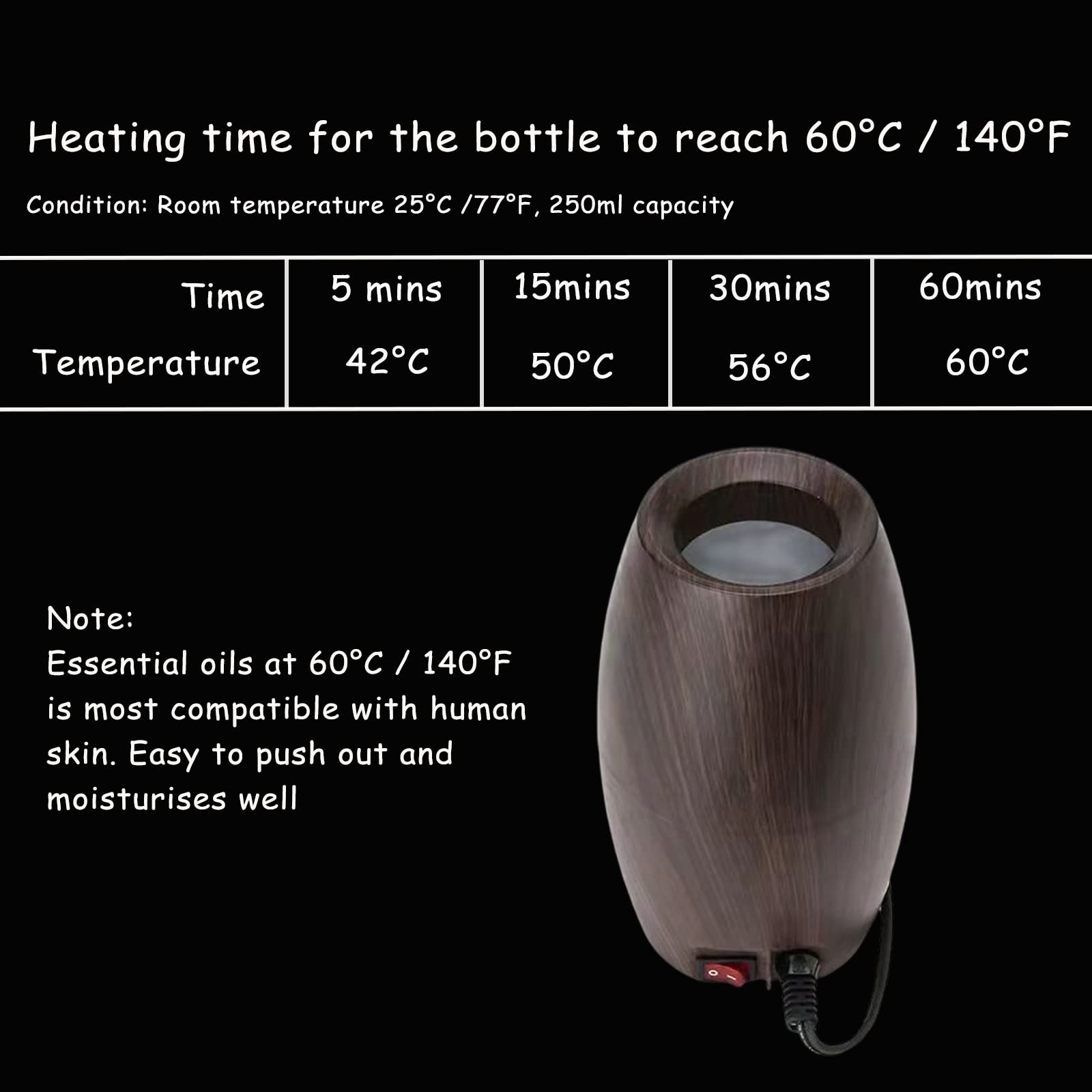 Elitzia Massageöl-Wärmer Lotion-Wärmer 131°F Konstante Temperatur Metall-Kunststoff-Pumpenflaschen Massageöl-Heizung Cremes Gele ätherische Öle