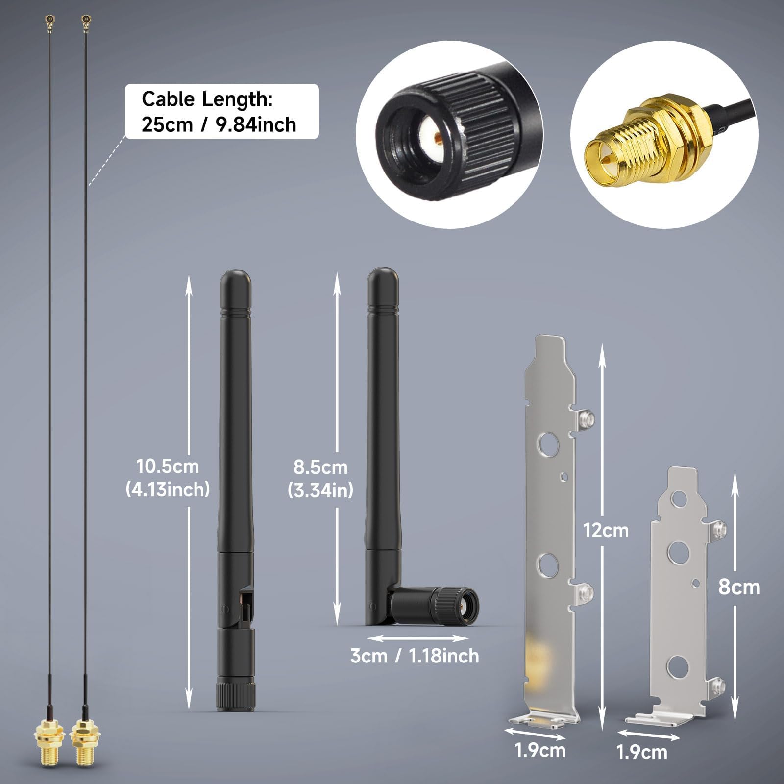 Antenna WiFi Bingfu Dual Band 2.4/5.8GHz - Kit Con Cavi RP-SMA E MHF4 Per Schede M.2 NGFF