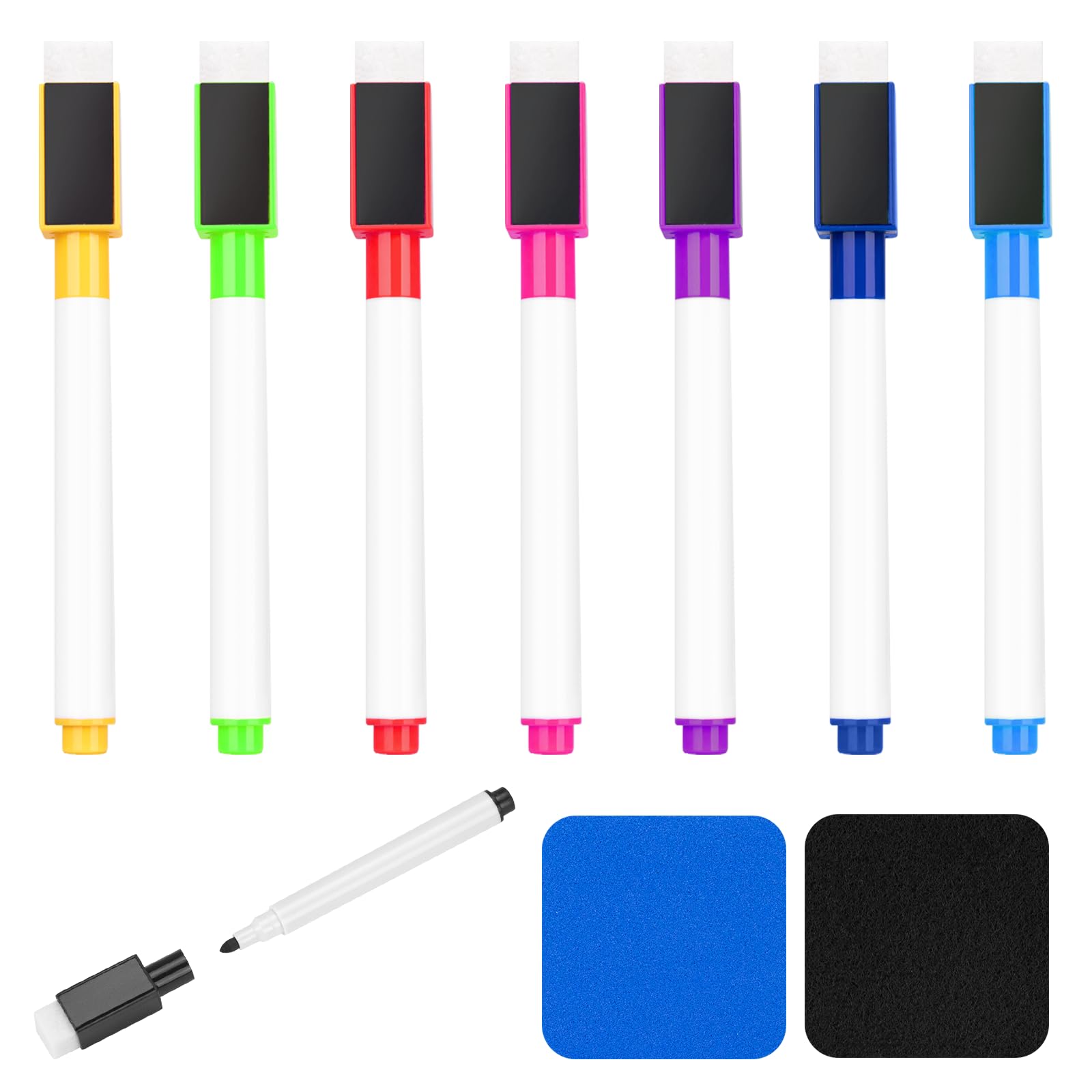 8 Pcs Colorful Magnetic Dry Erase Markers with Eraser White Board Mini Dry Erase Markers with Eraser Cap