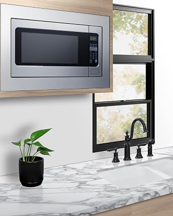 Summit Built-in Microwave with Trim Kit, Fits 30 spaces 2.2 cu.ft., Stainless Steel - SMBI27TK30 (30 Inch)