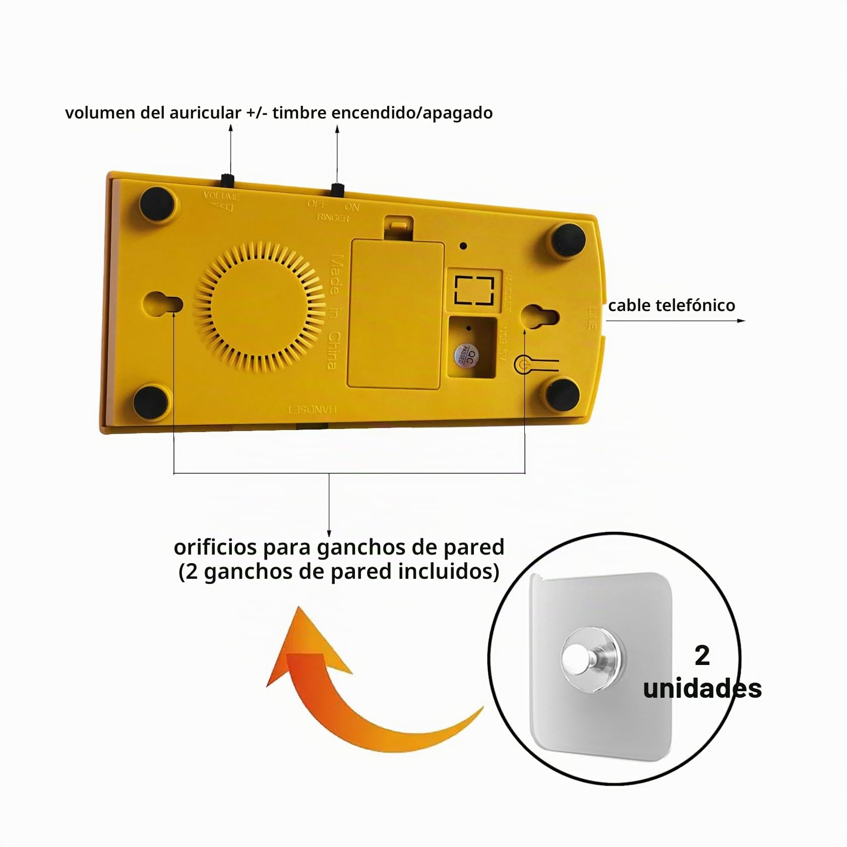 Artisam - Teléfono Retro de Pared con Cable, teléfono Fijo Vintage de Pared, teléfono Giratorio montado en la Pared para casa, Oficina, Hotel, Escuela (café Claro)