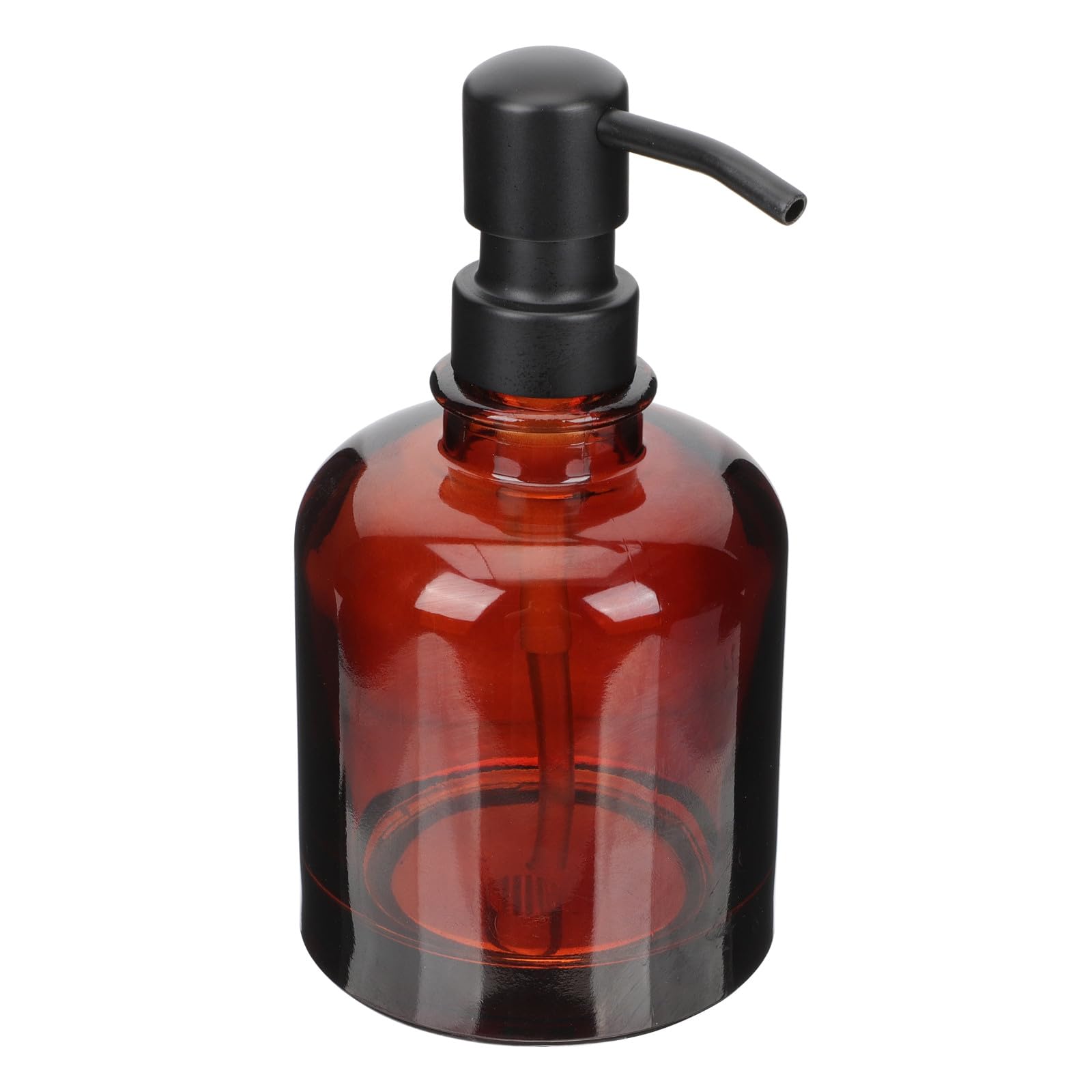 Gatuida Dispensador de Jabón Líquido de Acero Inoxidable 12 Oz con Bomba Negra y Botella Ámbar Dosificador para Champú y Loción Adecuado para Baño y Cocina Dispensador Recargable de