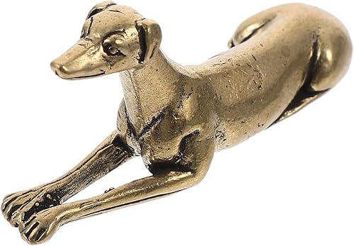 BESPORTBLE Mini figuras de perro de latón macizo, estatua de perro en miniatura vintage, mini figuras de animales para decoración de escritorio y