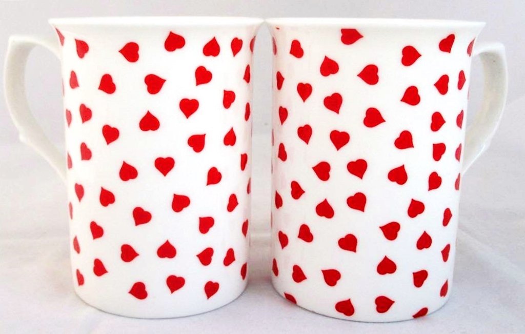 Fromeuropewithlove White Love Hearts Mugs Set Of Four Fine Bone China Hearts Mugs Set Of 4 Exclusive Hand Decorated In The U.k. Free Uk Delivery