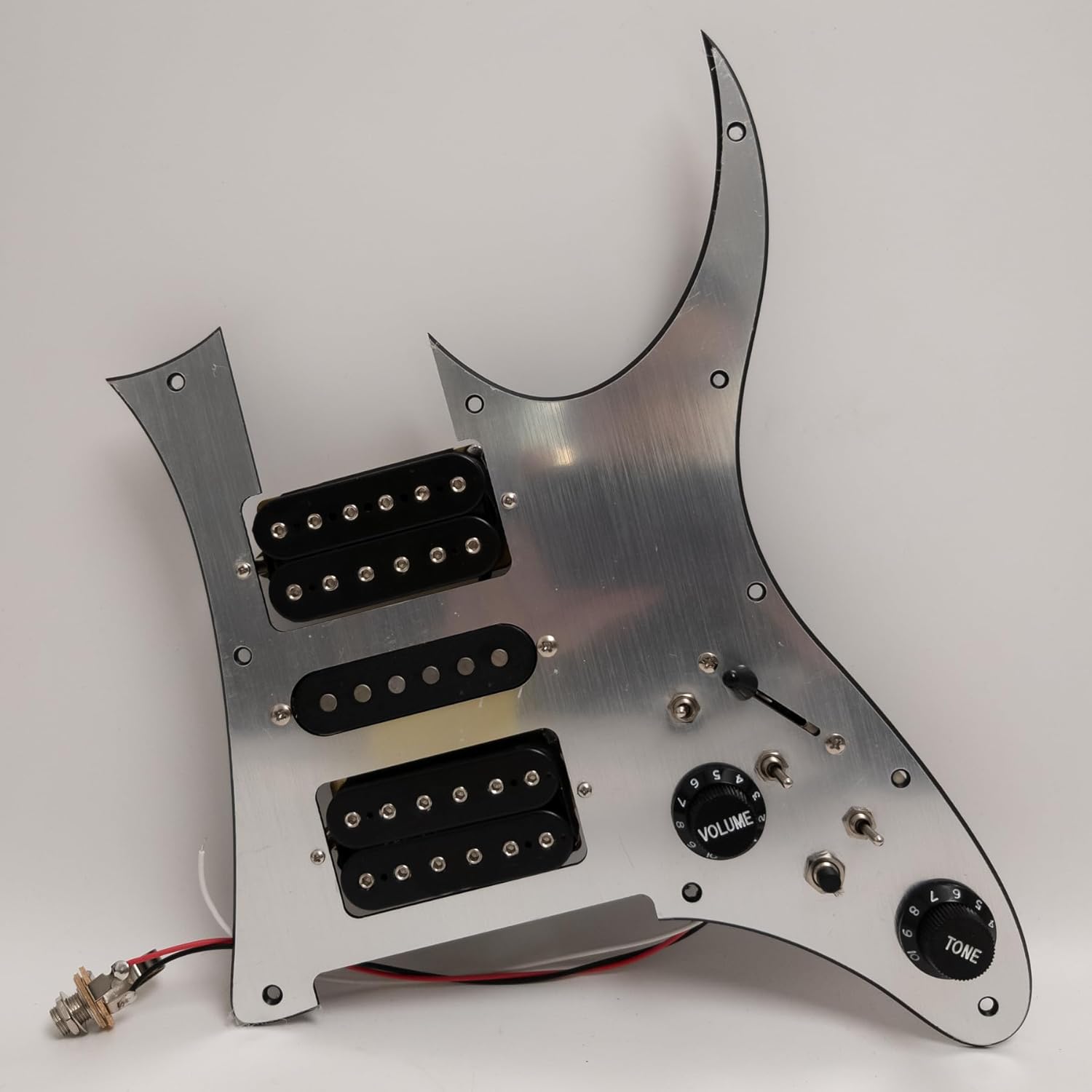 HSH Guitar Prewired Loaded Pickguard for Ibanez RG Electric Guitar, Alnico 5 Single Coil and Humbuckers Pickups with Coil Splitting, with Mute Switch Set (Brushed Silver Mirror)