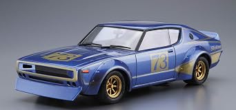 AOSHIMA 1/24 The Model Car Series No. 48, Nissan KPGC110 Phantom Kenmeri Racing #73 Plastic Model