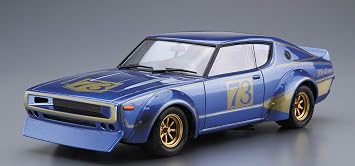 Aoshima Bunka Kyozai 1/24 The Model Car Series No. 48 Nissan KPGC110 Phantom Kenmeri Racing #73 Plastic Model