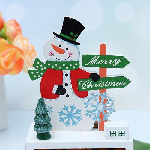 Miniatura 8 de BESPORTBLE Calendario de Adviento de Navidad Escritorio Bloque de Madera Cubo Muñeco de Nieve Figura para Navidad Fiesta Decoración de la Mesa Regalo