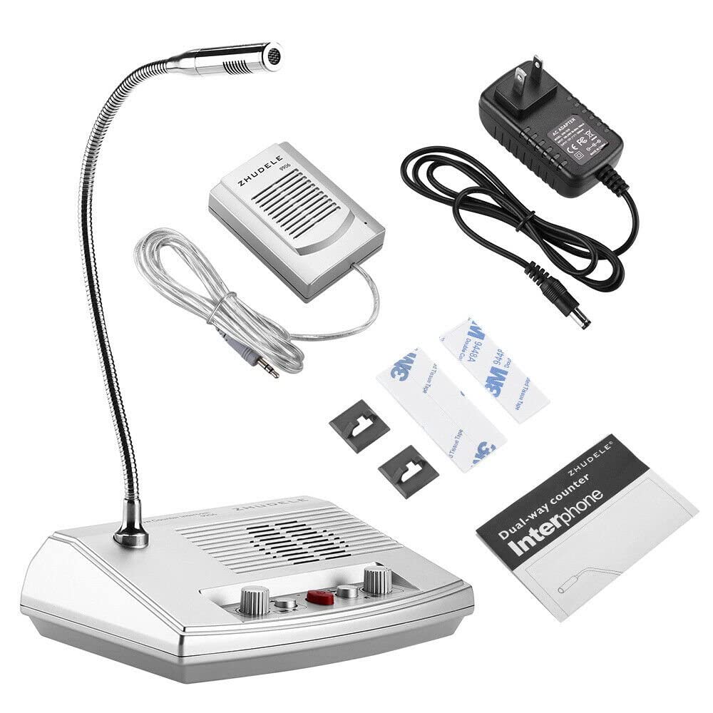 110V-220V ZDL-9906 DualWay Window Glass Counter Intercom Interphone Speaker Intercommunication Microphone for Bank Store School Office Station Hospital (110)