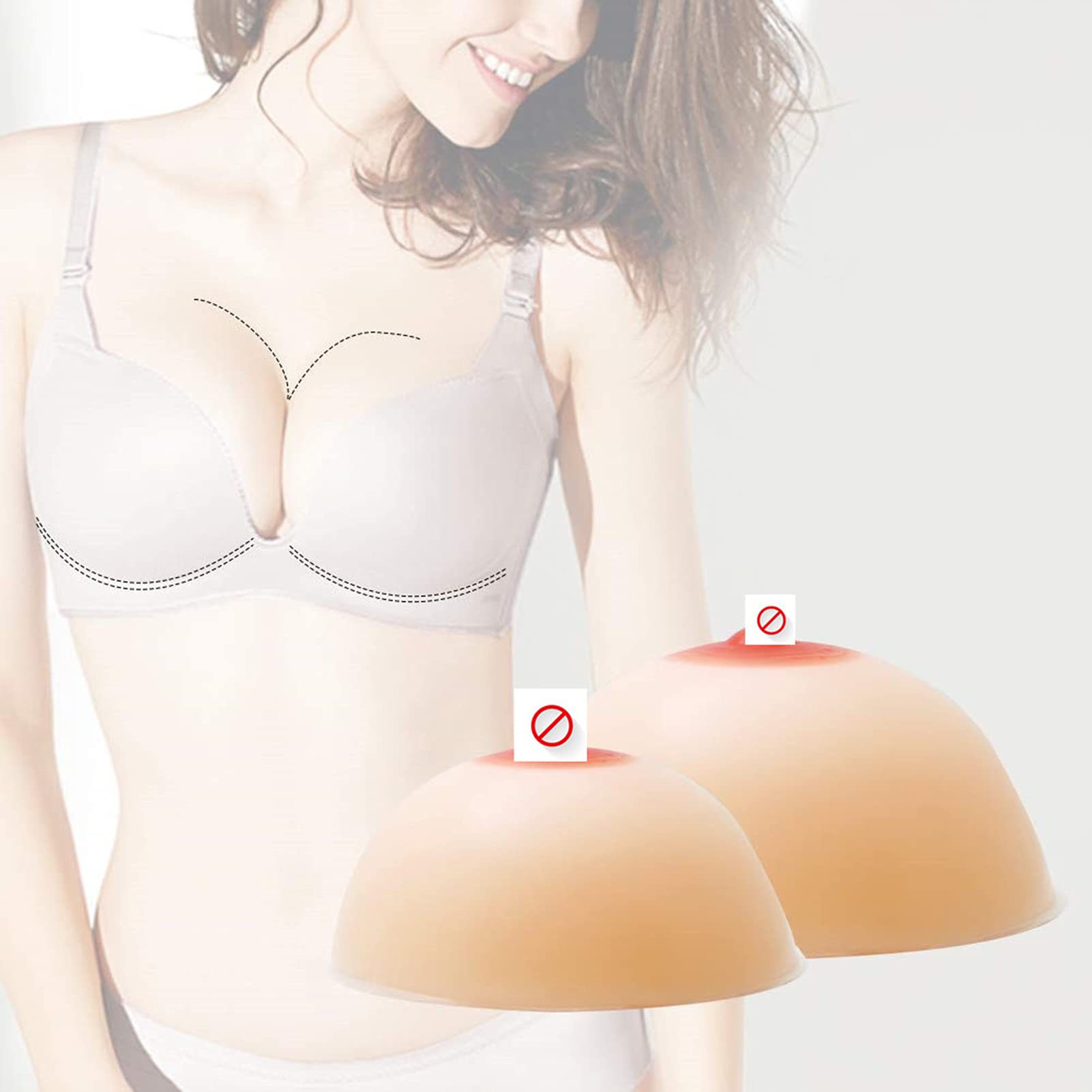Silicone rond fausse poitrine, prothèse mammaire transversale, pousse-poitrine inserts de soutien-gorge, pour la mastectomie Transgenre Cosplay