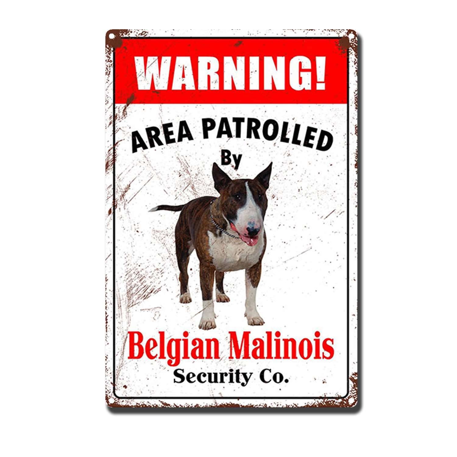 Vintagemetal SignWarning Area Patrolled By Belgian S Nostalgic Vintage The garage indoor Metal Wall Decor The mural 8x12inch-Tin Sign