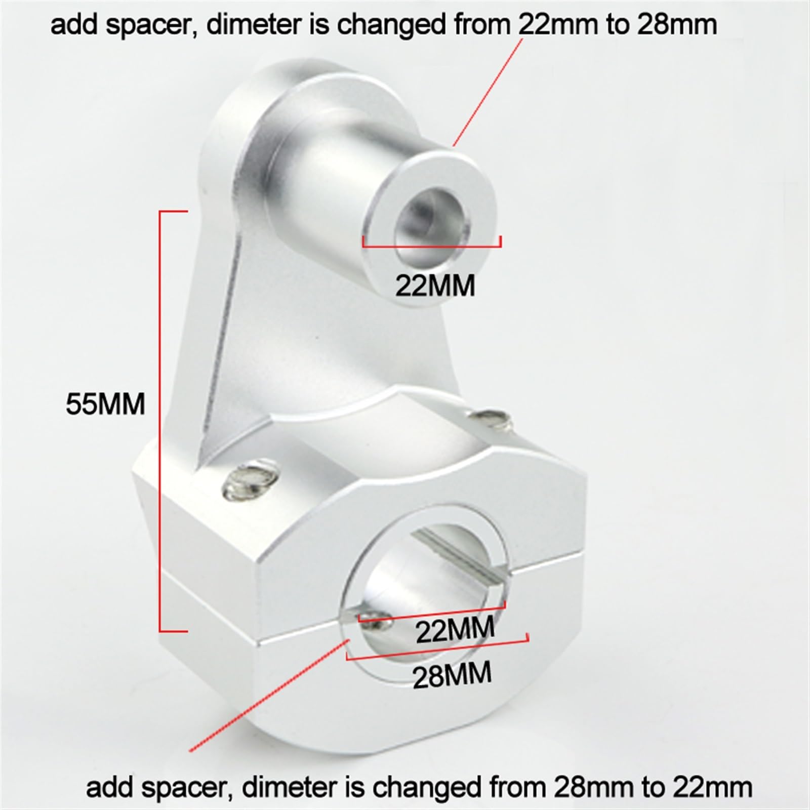 WOLWES Riser Manubrio per Moto Riser Manubrio Moto Compatibile con CR250R CR125R CR500R 7/8 '' 22mm Manubrio Moto Fat Bar Mount Morsetti Riser (Color : 2)