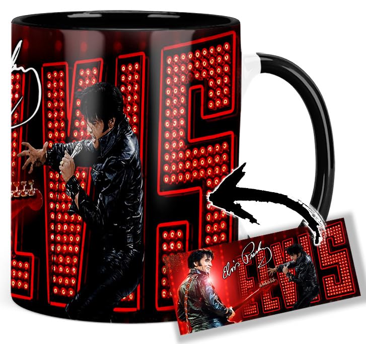 MasTazas Elvis Presley Taza Ceramica Interior y Asa Negra