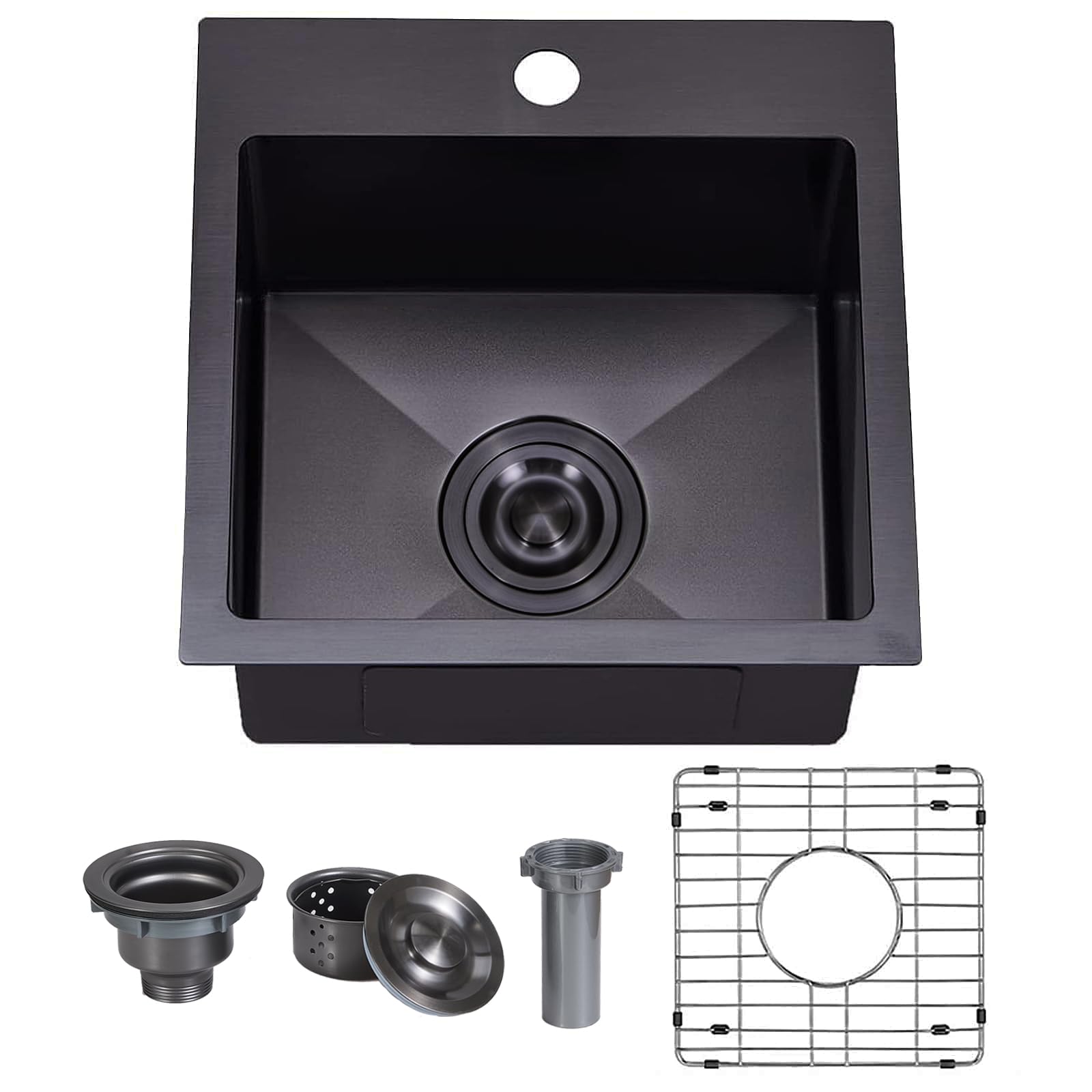 VAPSINT 15x15 Inch Black Drop In Bar Sink VA-JB040B-1