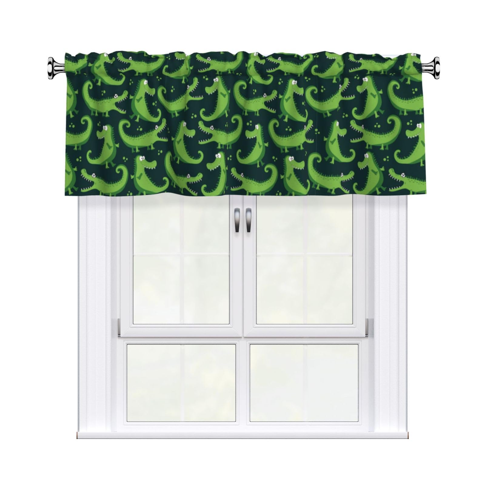 Noble Ren Cartoon Crocodile Short Curtain Valance 54x18in For Kitchen Bathroom Cafe Living Room Decoration