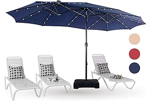 PHI VILLA 15ft Solar Powered Umbrella with Stand