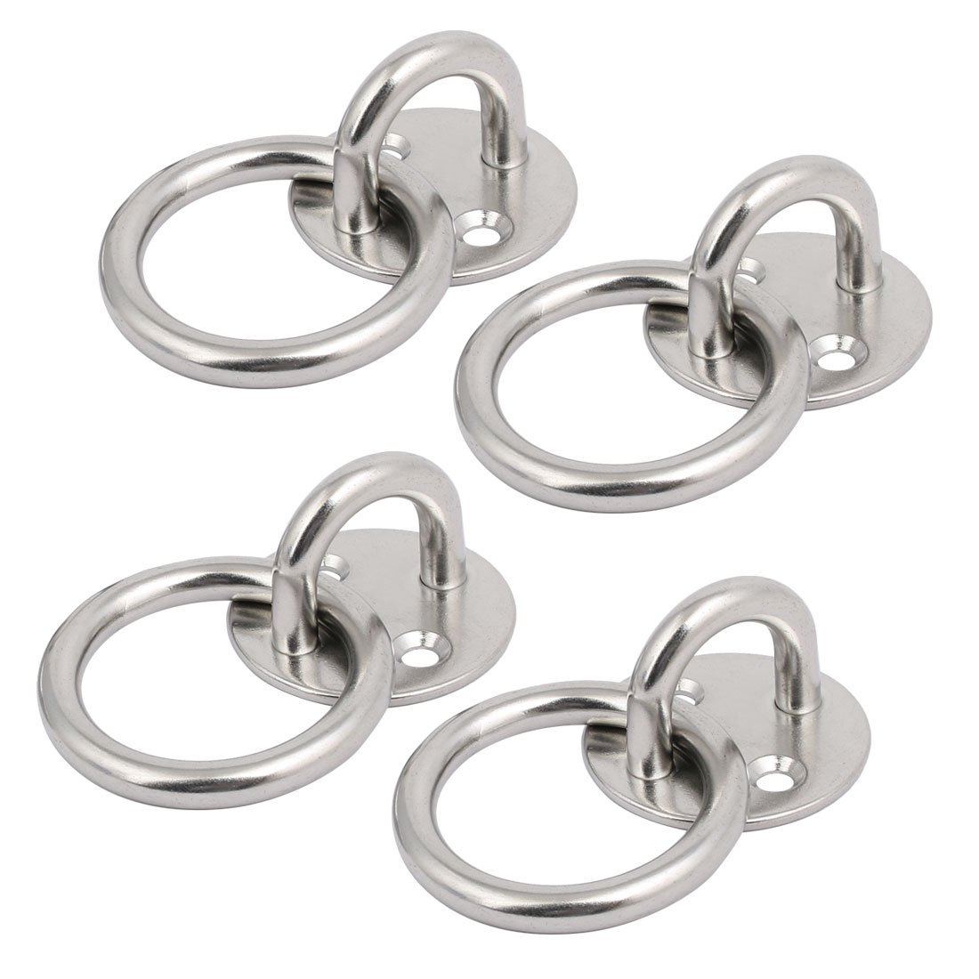 Aexit 4pcs 304 Home Hardware Stainless Steel 8mm Thick Round Sail Shade Pad Eye Plate w Ring Model:69as148qo387