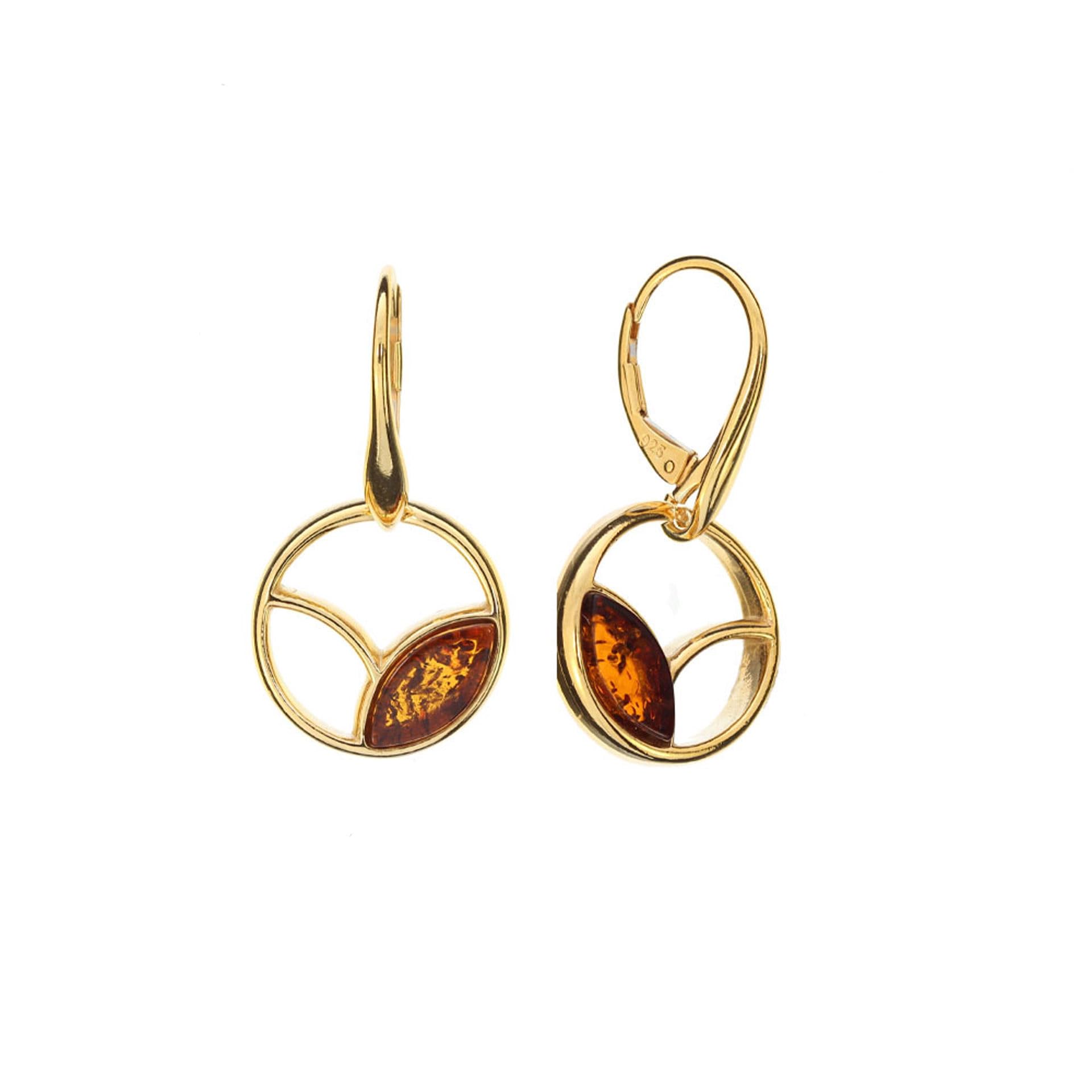 Boucles d'oreilles ambre argent plaqué or anti-allergie et légères - 5